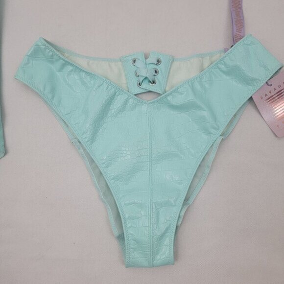 SAVAGE X FENTY Womens MEDIUM Queen of the Galaxy Corset Panty Light Blue Set NWT - Picture 7 of 11
